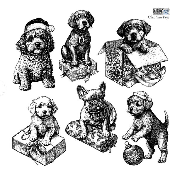 Iron Orchid Designs IOD Christmas Pups Decor Stamp 12x12 NEW RETIRED - Picture 2 of 4